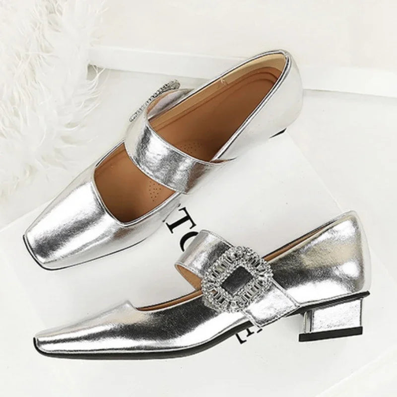 silver medium heel dress shoes Stiletto dress silverleather