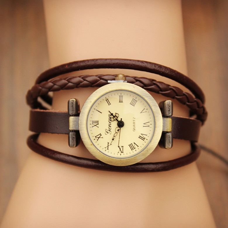 Leather Wrap Watch- Women's Leather Wrist Watch Brown