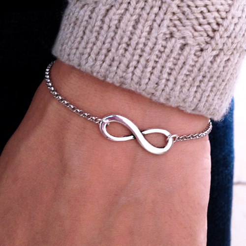 Silver Infinity Bracelet, Chain bracelet,Wedding Day, Anniversary, Birthday Gift, Adjustable wish bracelet