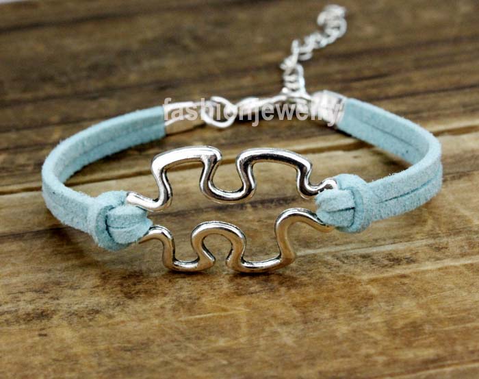 Puzzle Bracelet Puzzle Charm Bracelet-Antique Silver Bracelet,simple woven handmade bracelet,friendship gift