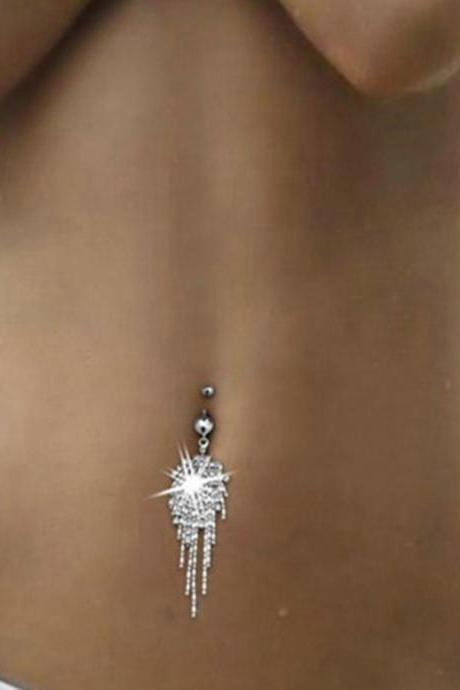 Sexy Titanium Steel Navel Piercing Body Jewelry Belly Claw Chain Tassel Jewelry for Women