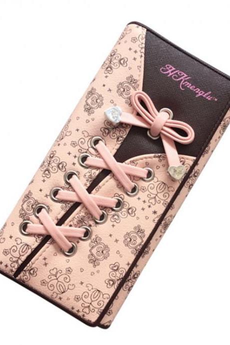 Women's Fashion Leather Wallets Coin Money Cards Purse Lovely Bow Female Clutch