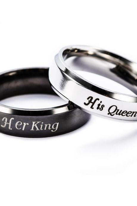 Fashion Stainless Steel Her King His Queen Couple Jewelry Anniversary Valentine&amp;#039;s Day Gifts
