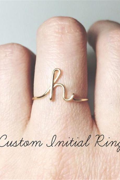 Gold Silver A-z 26 Letters Initial Name Rings For Women Men