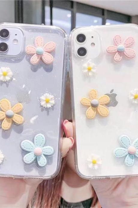 Beautiful Daisy Case For iPhone 12 11 Pro Max X XR XS Max 12 Mini 7 8 Plus SE 2020 Clear phone cover for iPhone 6 6S Plus