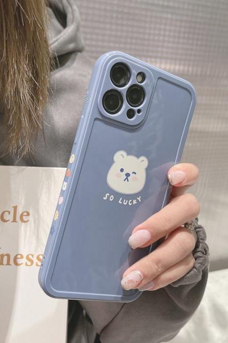 White bear silicone phone cover for iphone 11 pro max 12 mini xr xs max x 7 8 plus s