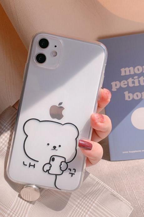 For Iphone 12 Pro Case Soft Clear Bear Phone Case For Iphone 12 Mini 11 Pro Max 8 7 Plus X Xs Max Xr