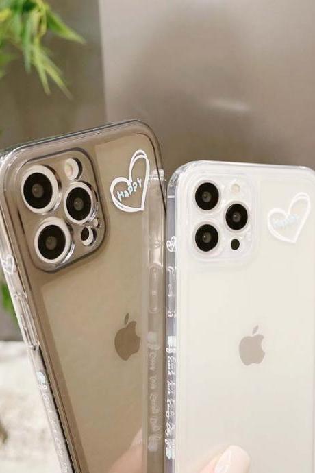 Couple Case Soft Clear Silicone iPhone Case Love Heart Case