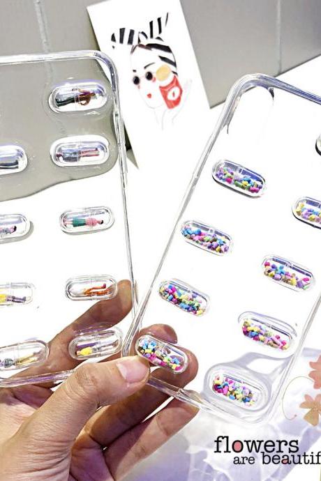 3D Cute Pills Capsules Cartoon Soft Phone Case 
