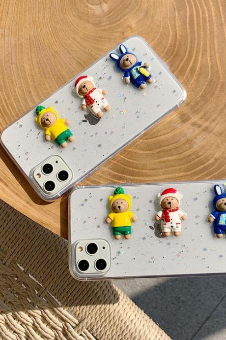 3D Santa Bear Clear Soft Phone Case