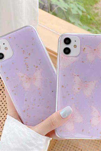 Purple Butterfly Silicone Phone Case 