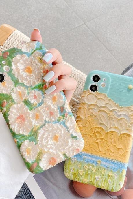 Vintage Painting flower Soft Silicone Phone Case 