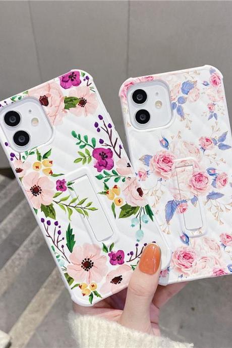 Flower Phone Case Invisible Bracket Floral Back Cover