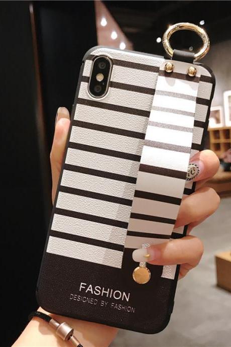 Stripes Hand Strap Silicone phone Case 
