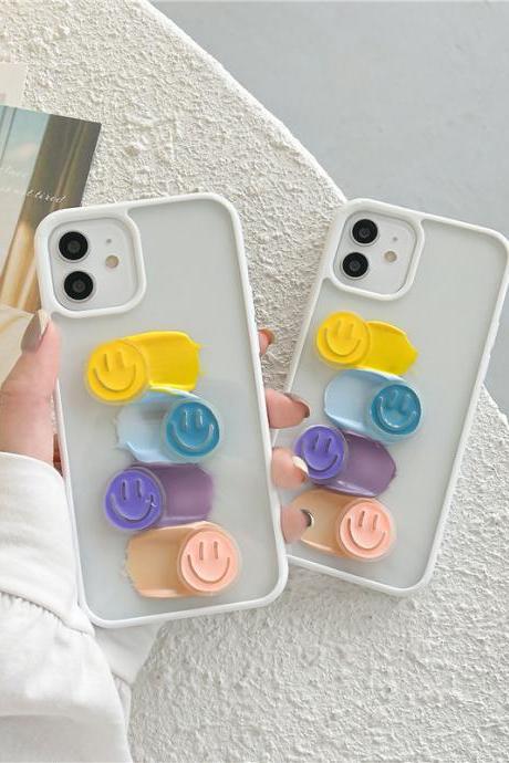 Rainbow Smile Clear Phone Case for iPhone 11 12Pro X XR XS Max 8 7 Plus Silicone Back Cover