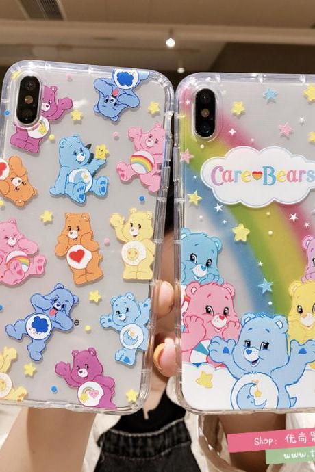 Rainbow Bear Soft Silicone Phone Case for iPhone 11 12Pro X XR XS Max 8 7 Plus