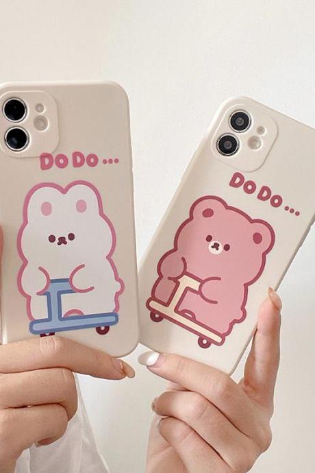 Rabbit Bear Silicone Phone Case for iPhone 11 12Pro X XR XS Max 8 7 Plus