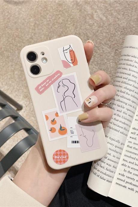 Artistic lines Silicone Phone Case for iPhone 11 12Pro X XR XS Max 8 7 Plus