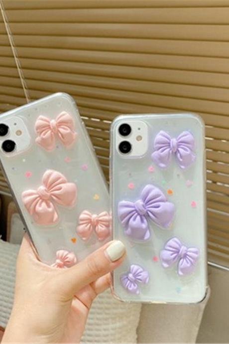 Cute Bow Silicone Phone Case For Iphone 11 12 13 14 Pro Max Xs Xr