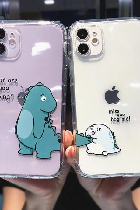 Dinosaur Couple Case Clear Soft Phone Case For iPhone 13 Pro Max 12 11 X XS XR 7 8 Plus