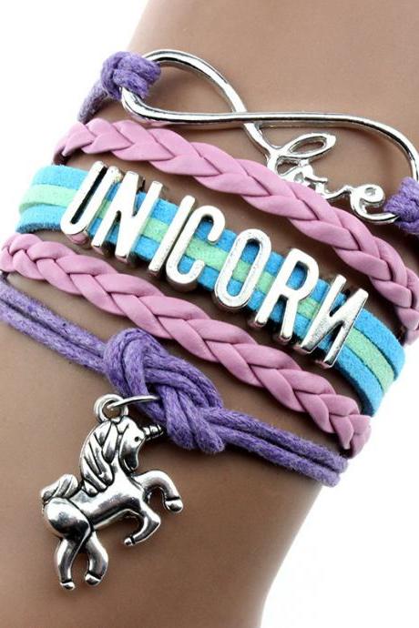 Handmade Unicorn Infinity Love Horse Charm Bracelet