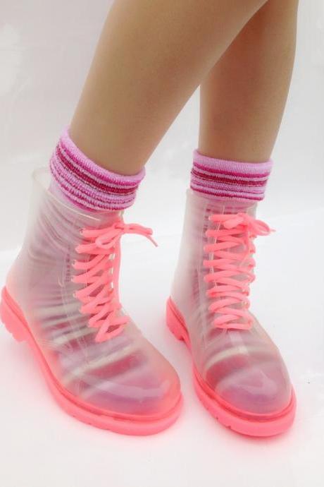 Women&amp;#039;s Fashion Candy Transparent Waterproof Rain Boots