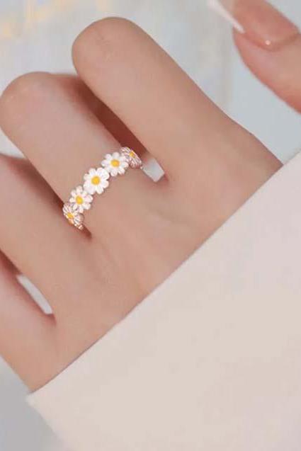 Daisy Flower Ring Open Ring