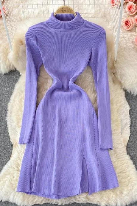 long sleeve v neck sweater dress Striped V-Neck Long Sleeve Sweater Dress