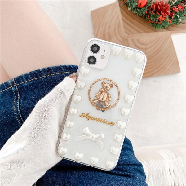 Metal Bear Pearl Clear iPhone Case Cover