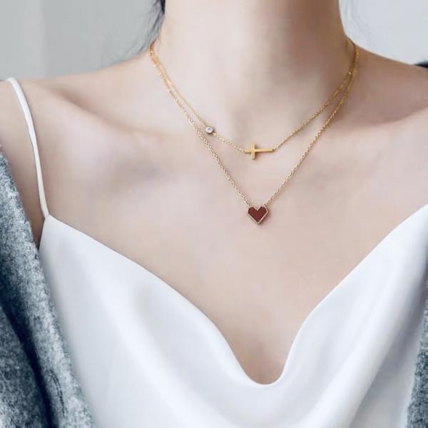 Heart and Cross Choker Necklace 