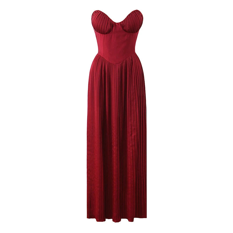 Red Strapless Sheath Maxi Formal Dress With Slit main image 0
