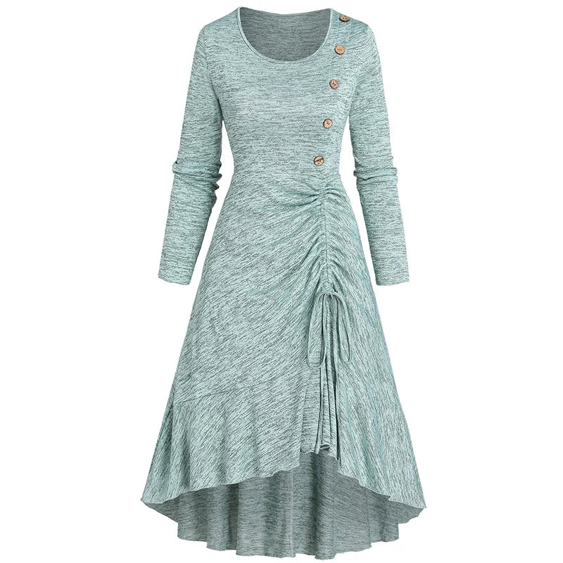 Asymmetric Shoulder Knit Dress - Machine-Washable Wool Blend main image 1