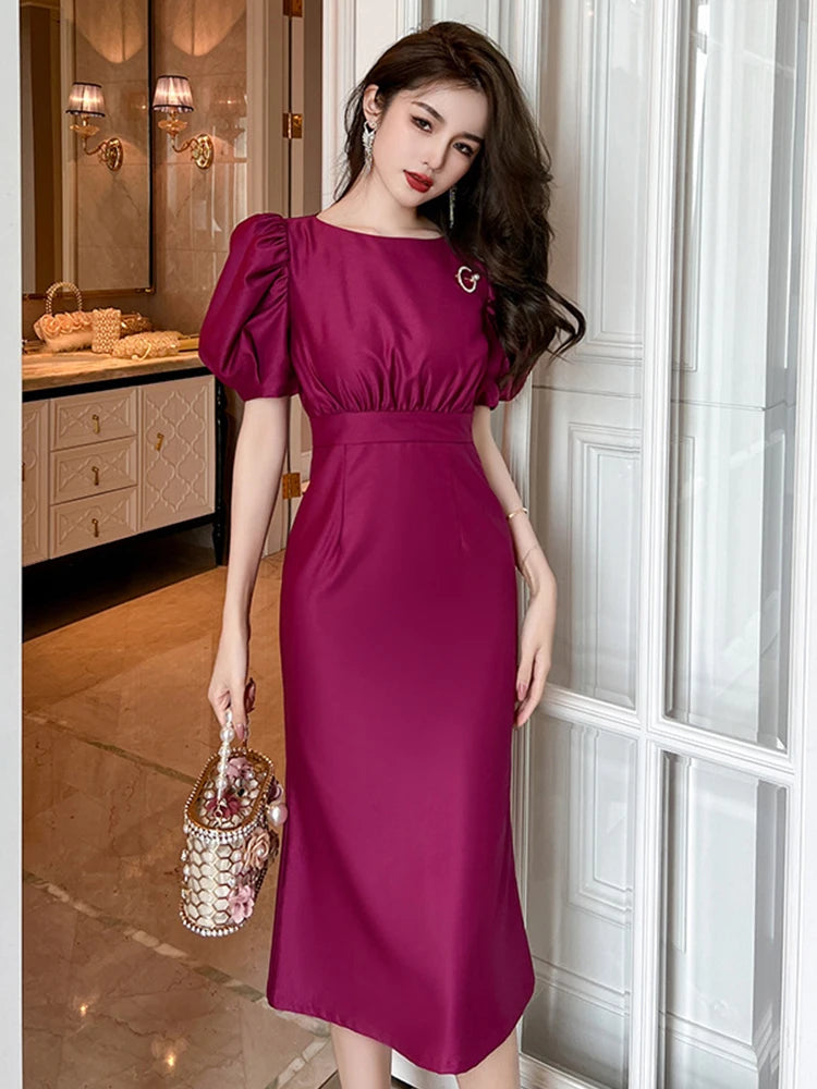 Brunella Burgundy Rouched Elasticated Detailed Paisley Dress main image 1