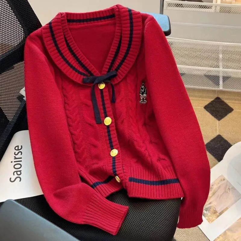 Red Cardigan With Bow Detail main image 0