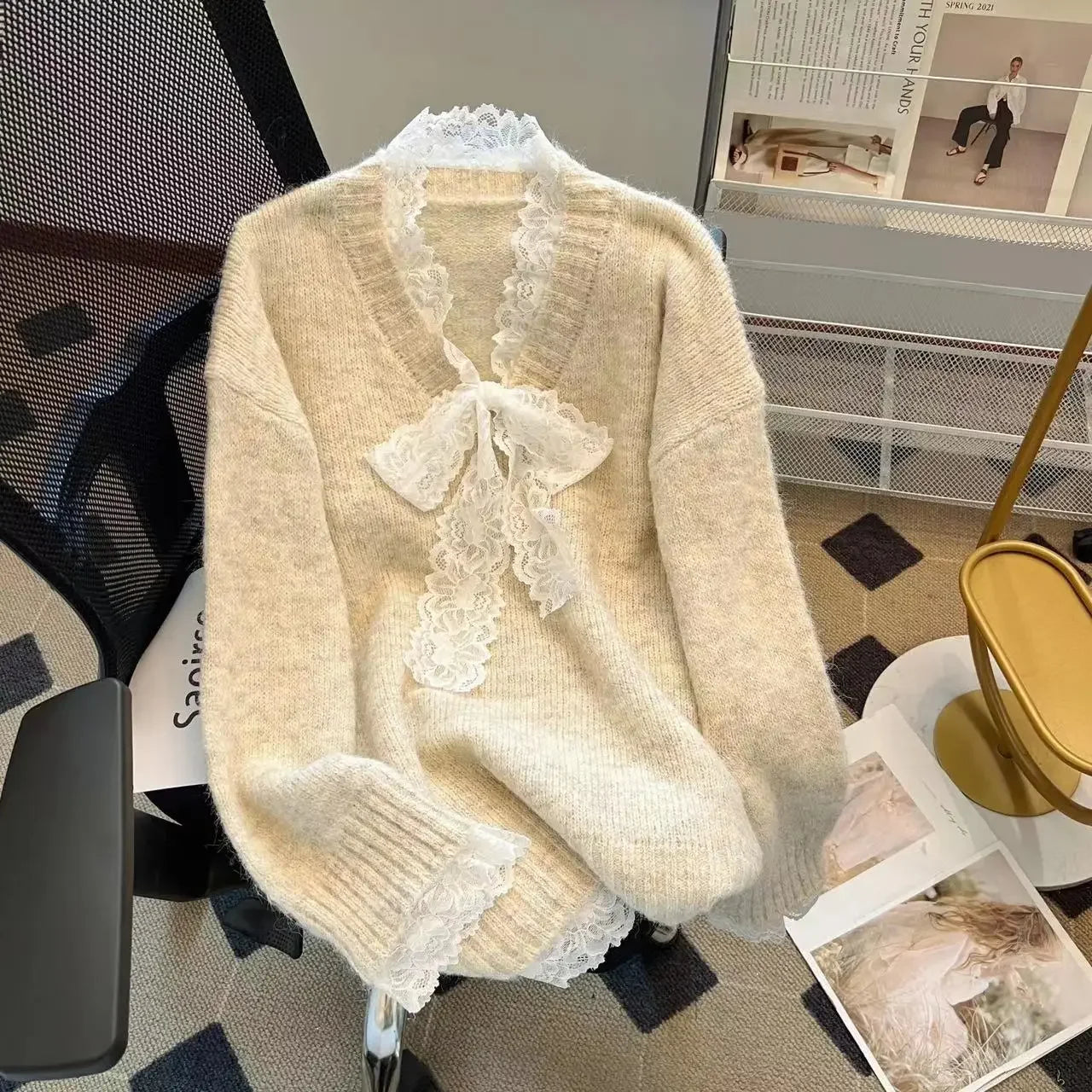 Lace Trim Cardigan main image 1
