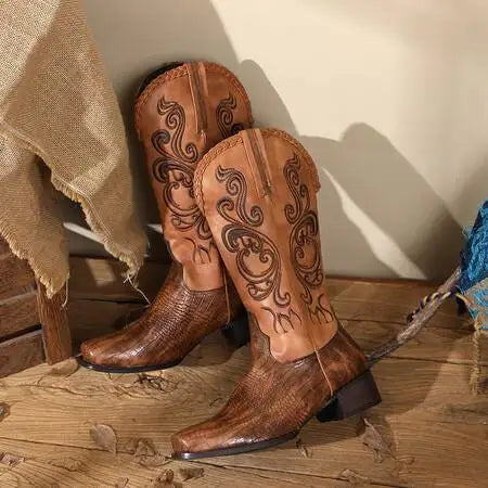 Studded Embroidery Cowboy Boots main image 0