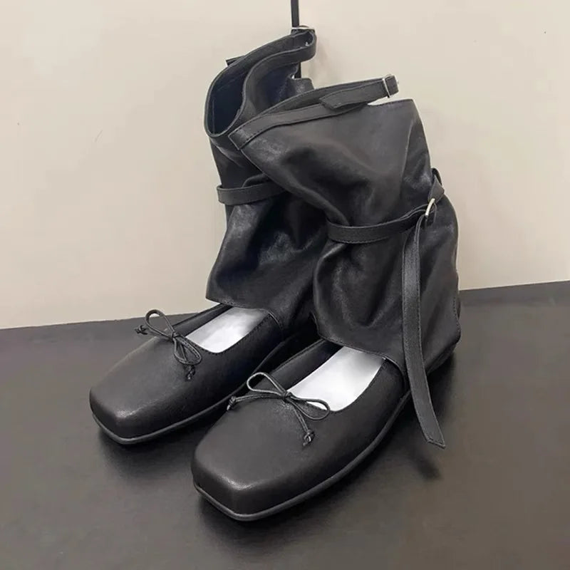 Black Square Toe Ankle Boots main image 0