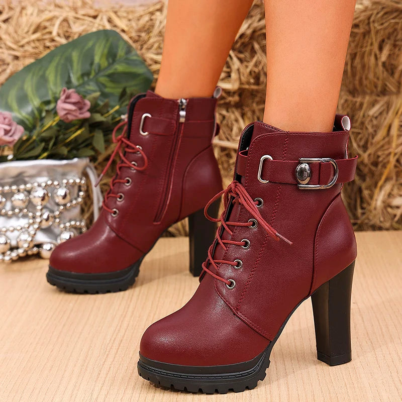 The Florence Buckle-Strap Knee-High Heel Boots